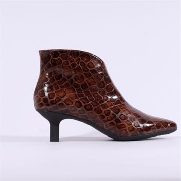 Wonders Flexfit Croc High Heel Boot - Cognac Croc